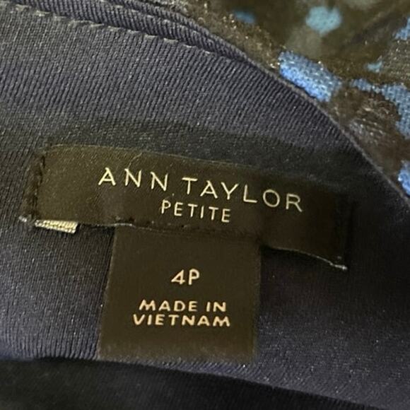 Ann Taylor Blue Geometric Print Short Sleeve Career Mini Sheath A-line Dress 4 - Picture 5 of 6